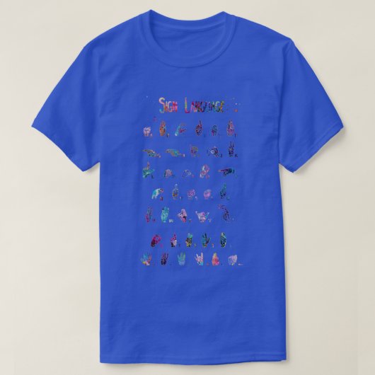 ASL Alfabet met Nummers Taal 1 T-shirt (Design voorkant)