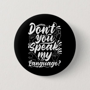 Asl Alfabet Spreek Je Mijn Amerikaanse Tekentaal N Ronde Button 5,7 Cm