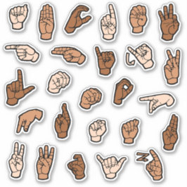 ASL Alphabet ABC Handtekens Huidtonen Sticker