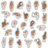 ASL Alphabet ABC Huidtonen Handtekens Sticker (Voorkant)