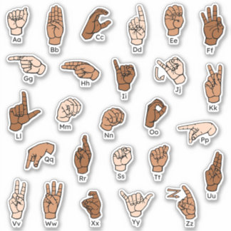 ASL Alphabet ABC Huidtonen Handtekens Sticker