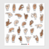 ASL Alphabet ABC Huidtonen Handtekens Sticker (Vel)