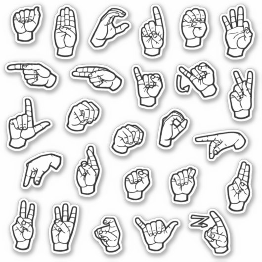 ASL Alphabet ABC Individuele Handtekens Sticker (Voorkant)
