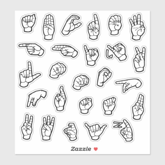 ASL Alphabet ABC Individuele Handtekens Sticker (Vel)