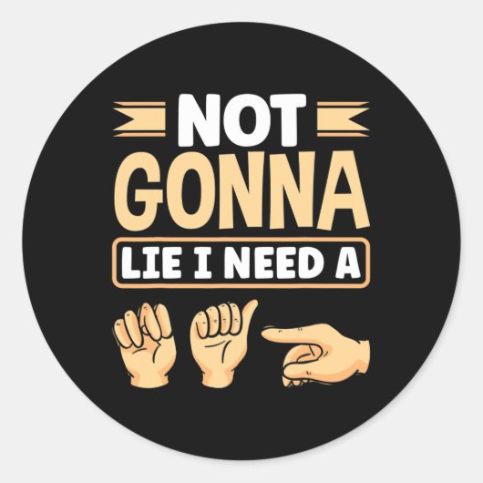ASL Alphabet American Sing Language ASL Teacher I Ronde Sticker (Voorkant)