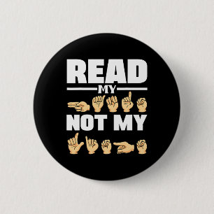 ASL Alphabet American Sing Language ASL Teacher Qu Ronde Button 5,7 Cm