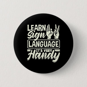 ASL Alphabet docer American Sing Language, Ve Ronde Button 5,7 Cm