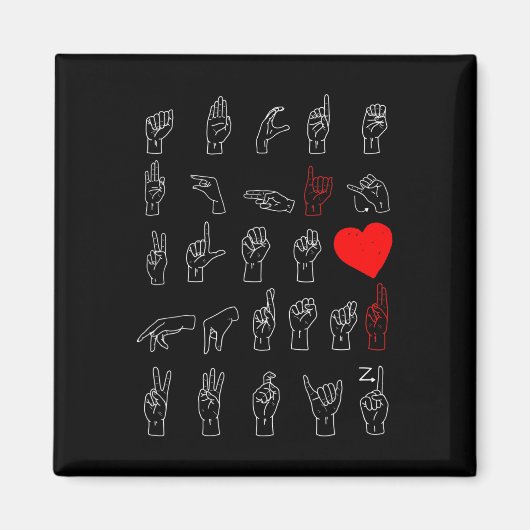 ASL Alphabet Teacher American Sing Language ASL Magneet (Voorkant)