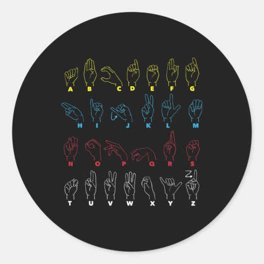 ASL Alphabet Teacher American Sing Language ASL Ronde Sticker (Voorkant)