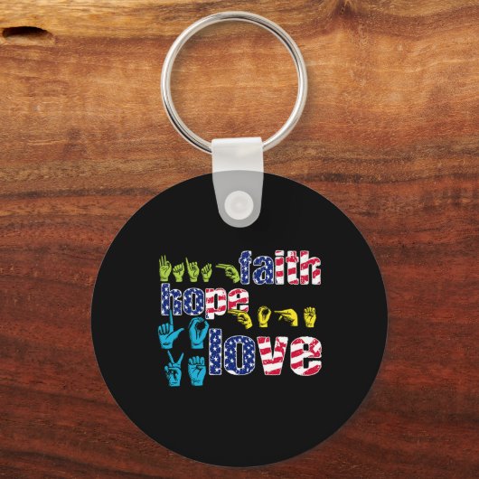 ASL American Sign Language 4th of julith Hope Sleutelhanger (Achterkant)