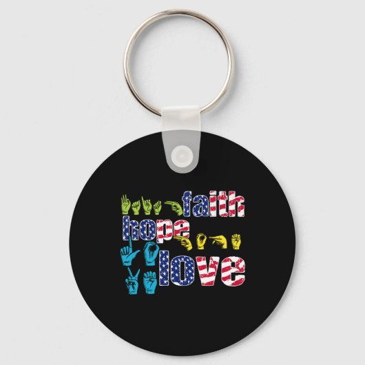 ASL American Sign Language 4th of julith Hope Sleutelhanger (Achterkant)