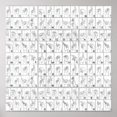 ASL American Sign Language Alphabet A to Z letters Poster (Voorkant)