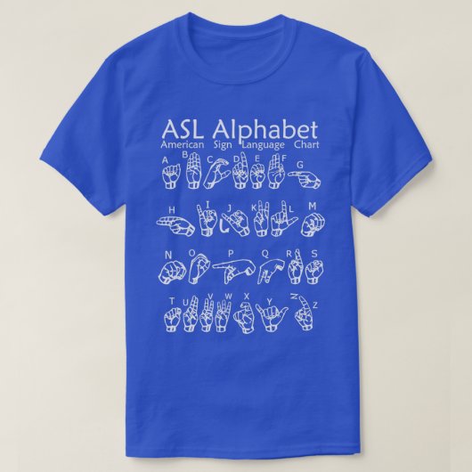 ASL American Sign Language Alphabet Chart T-shirt (Design voorkant)