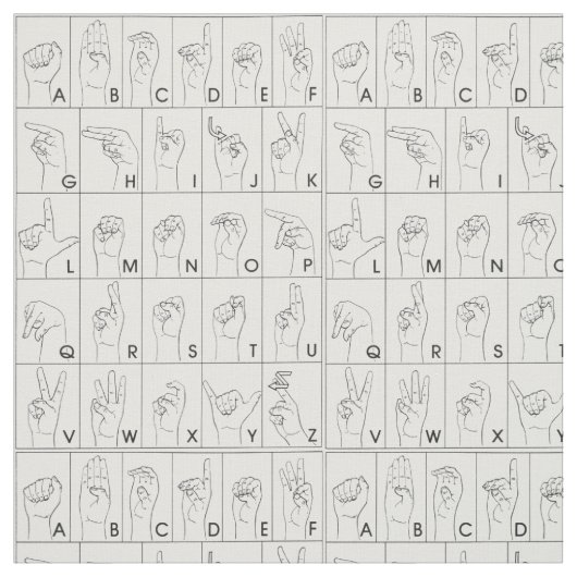 ASL American Sign Language Alphabet Pattern Fabric Stof (Swatch)