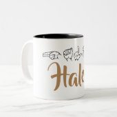 ASL American Sign Language Finger speld Haley Tweekleurige Koffiemok (Voorkant links)