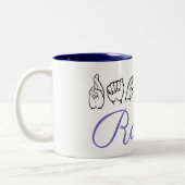 ASL American Sign Language Finger-speld Rachel Tweekleurige Koffiemok (Links)