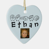 ASL American Sign Language Fingersped Ethan Keramisch Ornament (Rechts)