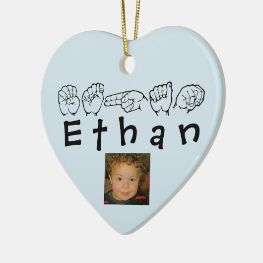 ASL American Sign Language Fingersped Ethan Keramisch Ornament (Links)