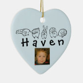 ASL American Sign Language Fingersped Haven Keramisch Ornament (Rechts)