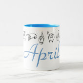 ASL American Sign Language Fingerspeld 2 april Tweekleurige Koffiemok (Center)