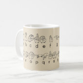 ASL American Sign Language Fingerspellingalfabet Koffiemok (Voorkant links)