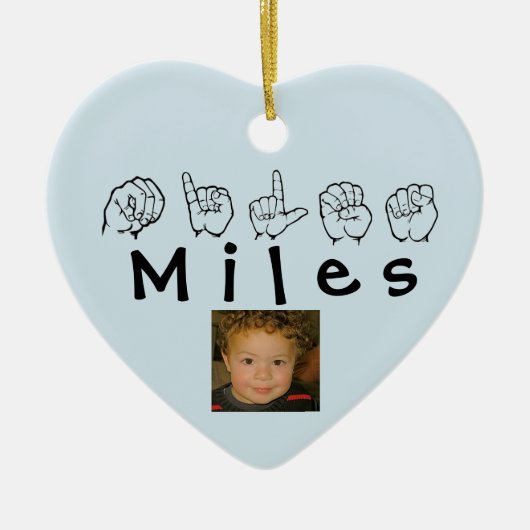 ASL American Sign Language Fingerspsed Miles Keramisch Ornament (Voorkant)