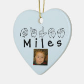 ASL American Sign Language Fingerspsed Miles Keramisch Ornament (Links)