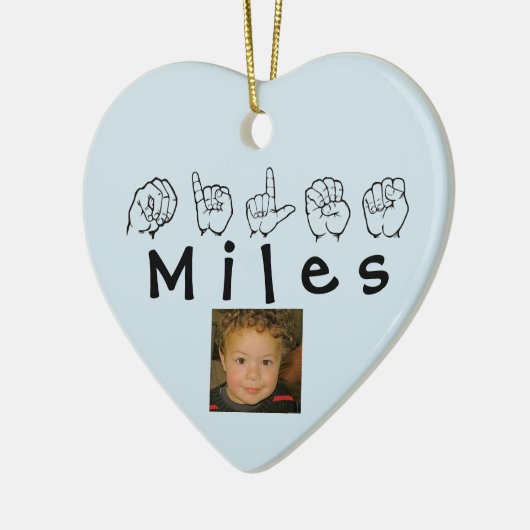 ASL American Sign Language Fingerspsed Miles Keramisch Ornament (Links)