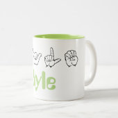 ASL American Sign Language Fingerspsed Nyle Tweekleurige Koffiemok (Voorkant rechts)