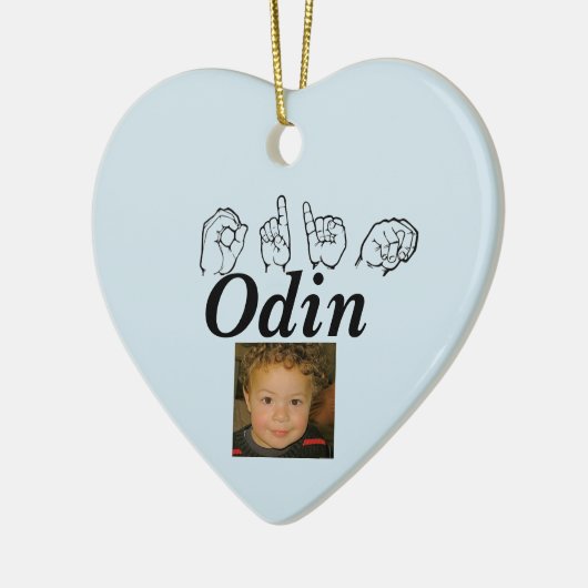 ASL American Sign Language Fingerspsed Odin Keramisch Ornament (Links)