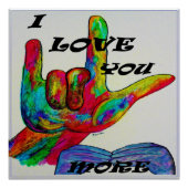 ASL American Sign Language Ik hou meer van je Perfect Poster (Voorkant)