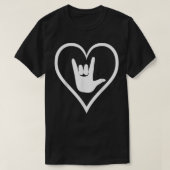 ASL American Sign Language Ik hou van je T shirt N (Design voorkant)