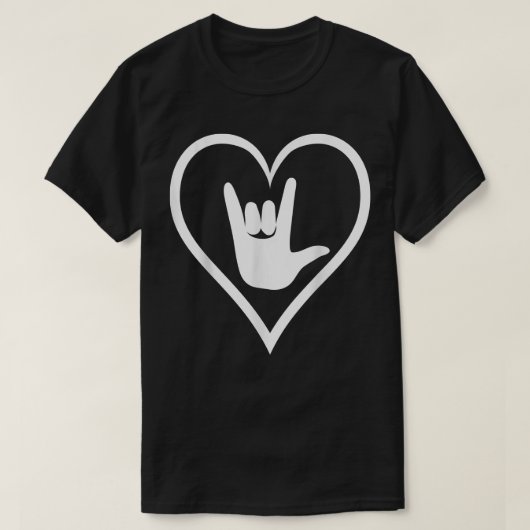 ASL American Sign Language Ik hou van je T shirt N (Design voorkant)