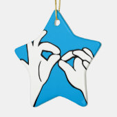ASL American Sign Language INTERPRET Keramisch Ornament (Links)