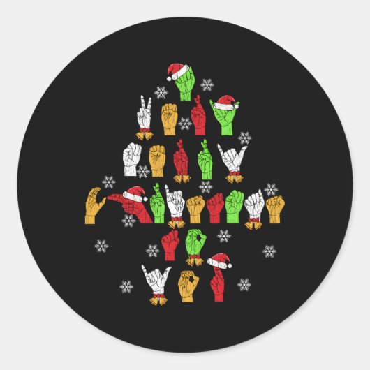 Asl American Sign Language Ronde Sticker (Voorkant)