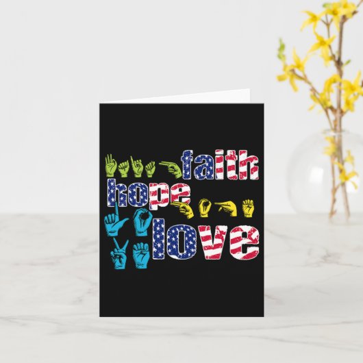 ASL Amerikaanse Gebarentaal 4 juli Faith Hope Kaart (Gele Bloem)
