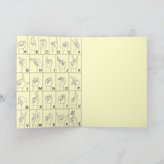 ASL Amerikaanse Gebarentaal A tot Z Alfabet Kaart (Binnen)