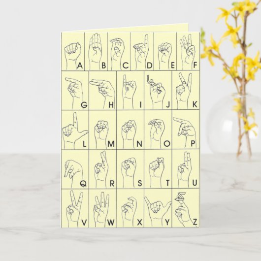ASL Amerikaanse Gebarentaal A tot Z Alfabet Kaart (Gele Bloem)