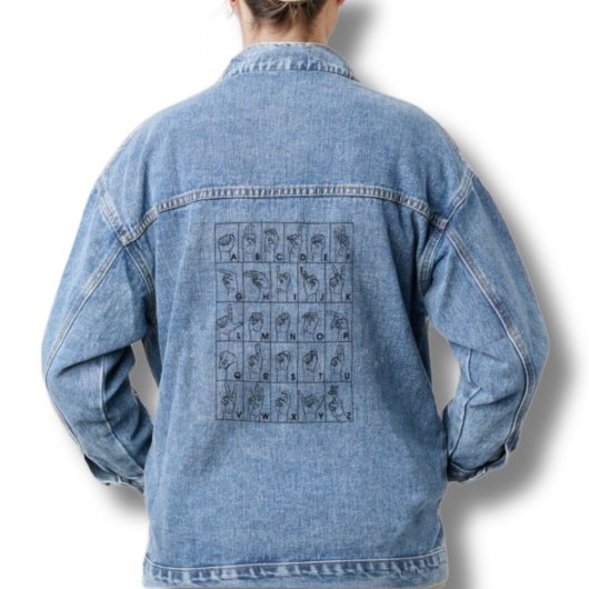 ASL Amerikaanse Gebarentaal Alfabet Blauw Denim Jacket