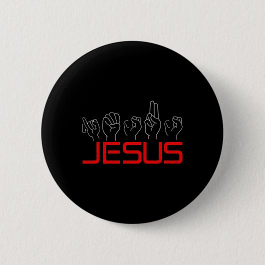 ASL Amerikaanse Gebarentaal Christelijk Dove Aware Ronde Button 5,7 Cm (Voorkant)