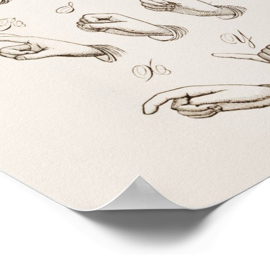  ASL Amerikaanse Gebarentaal Grafiek Poster (Hoek)