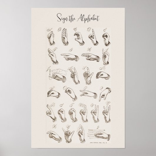  ASL Amerikaanse Gebarentaal Grafiek Poster (Voorkant)