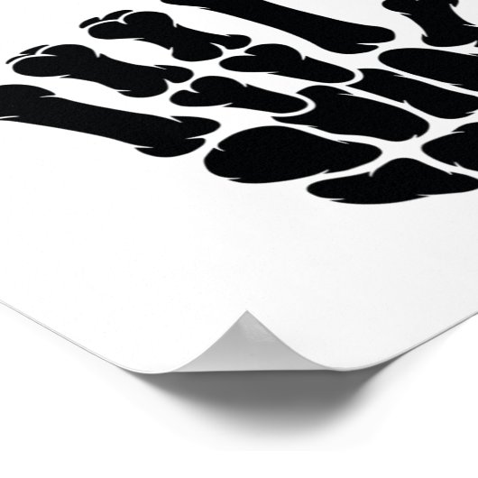 ASL Amerikaanse Gebarentaal I Love You Skeleton Ha Poster (Hoek)