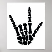 ASL Amerikaanse Gebarentaal I Love You Skeleton Ha Poster (Voorkant)
