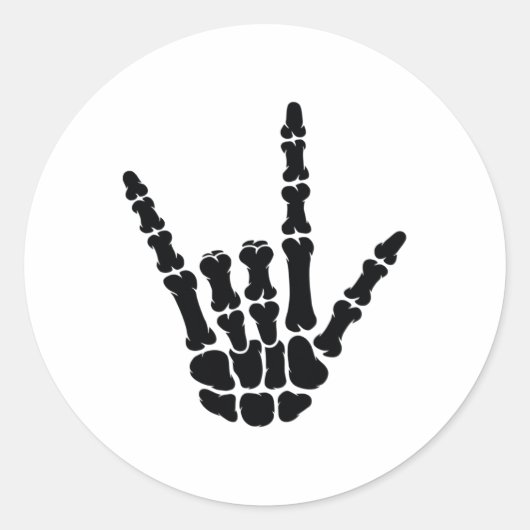 ASL Amerikaanse Gebarentaal I Love You Skeleton Ha Ronde Sticker (Voorkant)