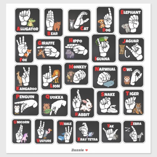ASL Animal Alphabet Sticker – Educational & Fun (Vel)
