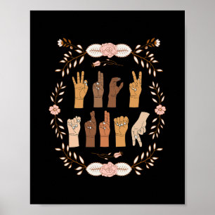 Asl Anti Trump Gebarentaal Bloemig Grappig Poster