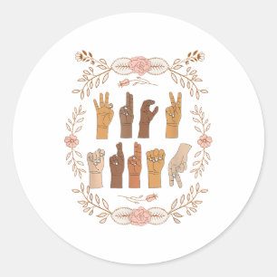 ASL Anti Trump Gebarentaal Floral Grappig Ronde Sticker