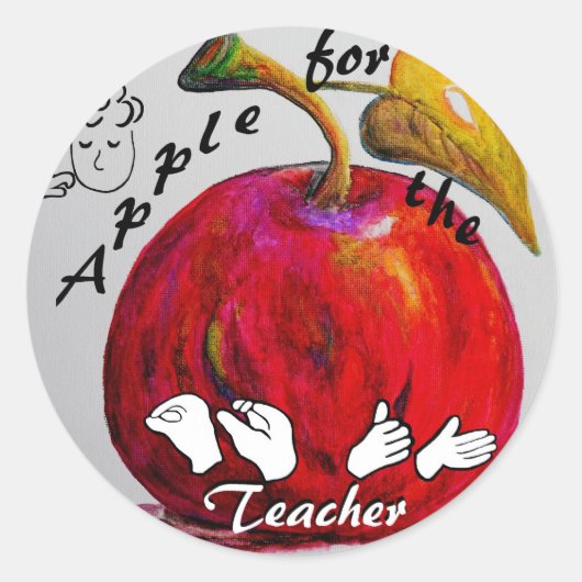 ASL Apple voor de leraar Ronde Sticker (Voorkant)