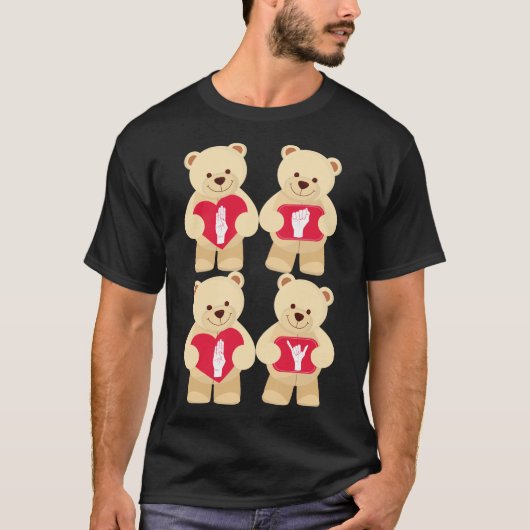 ASL BABY ABDL-gebarentaal Teddy Bear Hearts T-shirt (Voorkant)